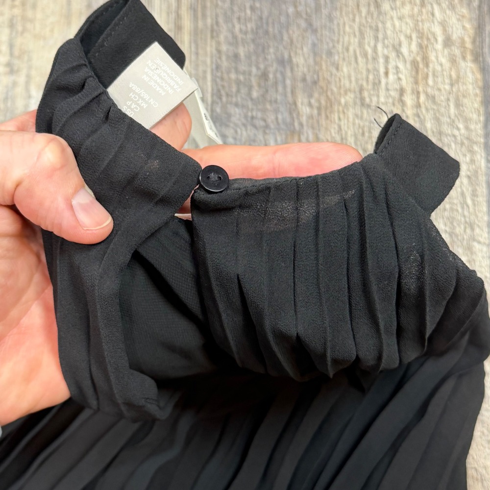 H&M Pleated Halter Dress Women Small Black Chiffon Sleeveless - Picture 6 of 9